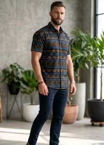 Men's Geometric Print Short Sleeve Shirt