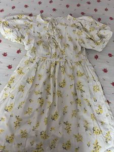 Cute Floral Print Puff Sleeve Dress