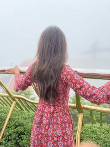 VINTAGE Beautiful Maroon Printed Dress