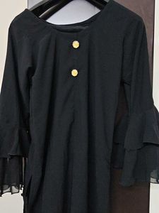 Elegant Black Kurta with Bell Sleeves