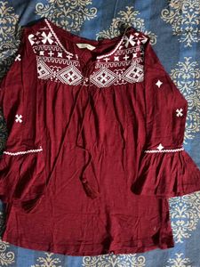 Burgundy Printed Top