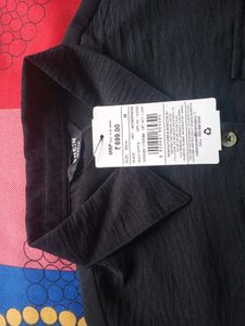 Chic Black Textured Button-Up Shirt
