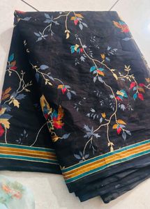 Elegant Black Floral Saree