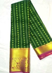 Beautiful Green Silk Saree with Gold Border