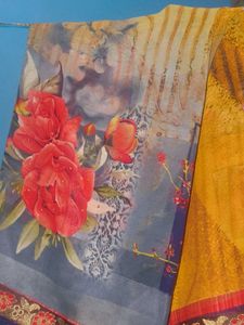 Elegant Red Rose & Floral Print Dupatta