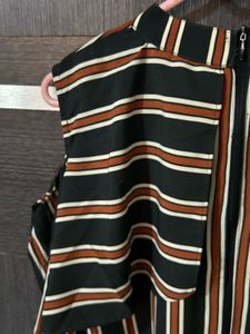 Black Striped Asymmetrical top | Sleeveless