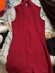 Red Sleeveless Jumpsuit