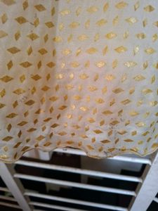 beige dress with Gold Print