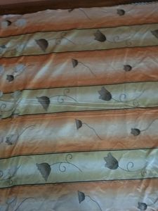 One- Golden,Mustard,Orange Print Satin Curtain