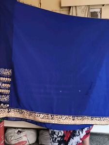 Elegant Royal Blue Embroidered Saree