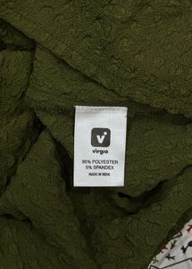 Virgio Olive Green Crepe Textured Mini Dress