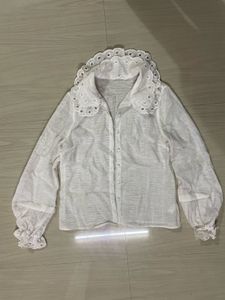 Sheer White Button-Up Blouse