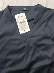 Shein Sleeveless Navy V-Neck Top