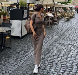 Newme Stylish Brown Knit Maxi Dress