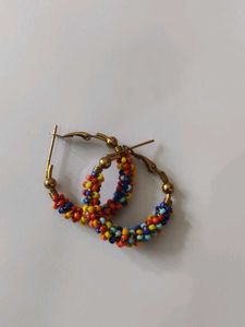 Colorful Beaded Hoop Earrings