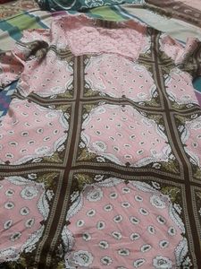 Pink Printed top with Lace Detail