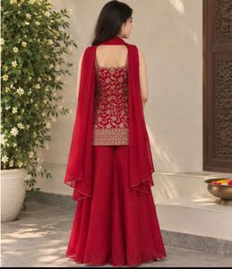 Red Embroidered Kurta Set with Dupatta