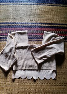 Cream Scalloped Neck Blouse
