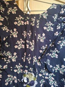 Navy Blue Floral Kurta