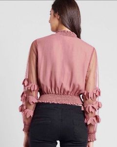 PlusS High-Neck Floral Applique Top