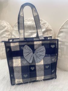 Charming Plaid Tote Bag with Bow
