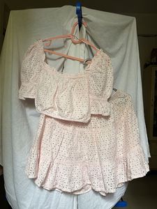 Pretty Pink Crop Top and Skirt Set