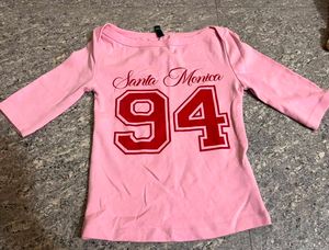 Pink Long Sleeve "Santa Monica 94" Top