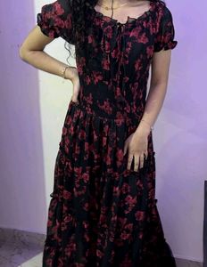 RARE Floral Printed Off-Shoulder Maxi Dress