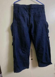 Fugazee Men Dark Blue Baggy Cargo Denim Pant