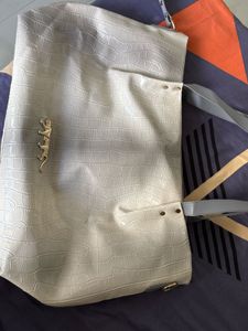 Sabyasachi Chic Cream Faux Croc Tote Bag