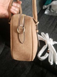 Stylish Tan Suede Satchel/crossbody bag