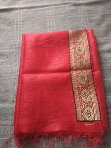 Elegant Orange Silk Saree with Embellishments