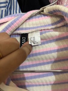 Striped Cropped Zip-Up Top
