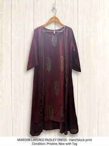 Maroon Layered Paisley Kurta Set
