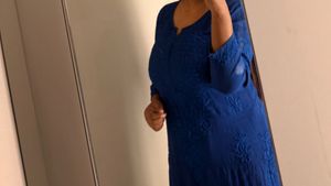 Blue Embroidered chikankari kurta set