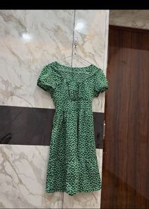 green floral dress