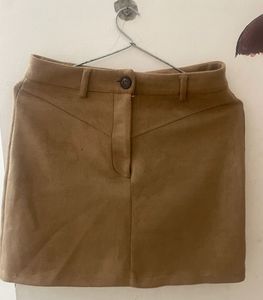 Tan Faux Suede Mini Skirt