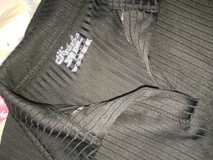 Black Ribbed Polo Top
