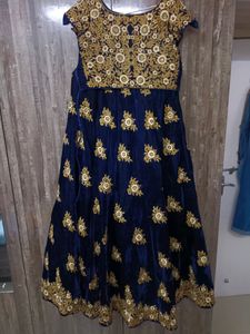 Royal blue velvet bridal Lehenga