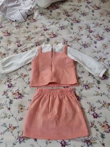 Pink Top With Skirt 👧 Cloth 2 To 3 Yers