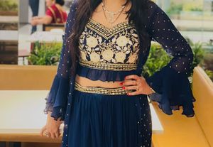 Stunning Navy Blue Embroidered Set