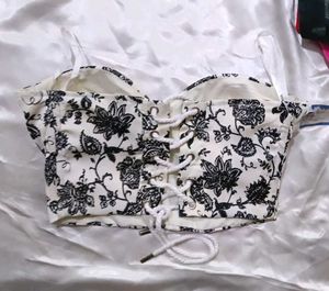 Chic Floral Print Corset Top