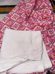 Pure Ikat Pink Printed Kurta