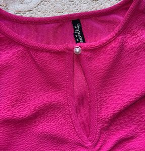 Chic Ruched Pink Crop Top