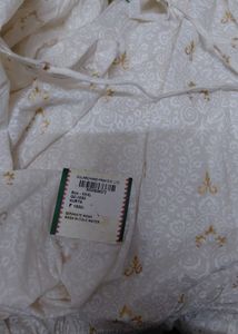 White Tiered Maxi Dress with Gold Print