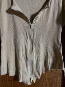 Ribbed Double Zip-Up Crop Top