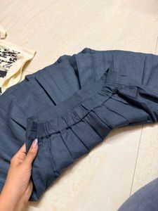 Graphic Print Crop Top &amp; Denim Skirt Set