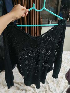 Chic Black Off-Shoulder Knit Top