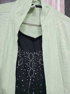 Pista Green Shrug with attached Black Top