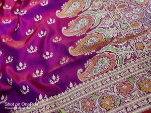 Banarsi Katan Silk Mina Fari Pallu Border